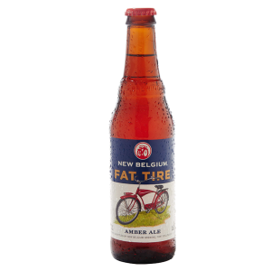 New Belgium Fat Tire amber ale with cut and stack label